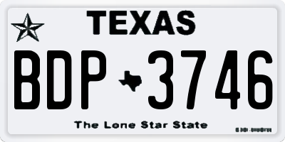 TX license plate BDP3746