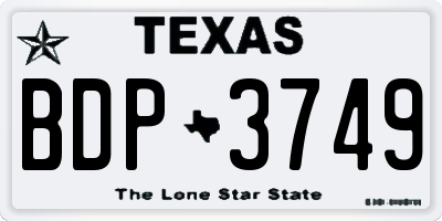 TX license plate BDP3749