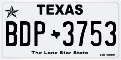 TX license plate BDP3753