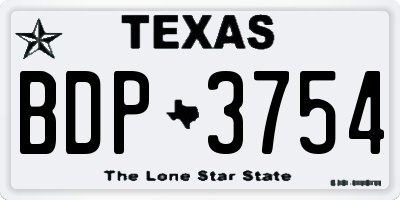 TX license plate BDP3754