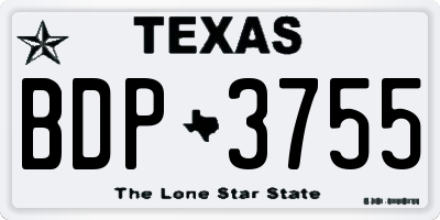 TX license plate BDP3755