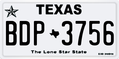TX license plate BDP3756