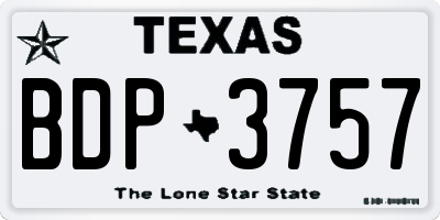 TX license plate BDP3757