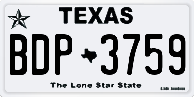 TX license plate BDP3759