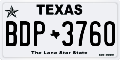 TX license plate BDP3760