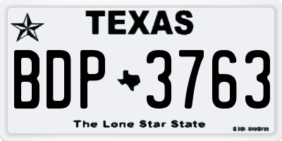 TX license plate BDP3763