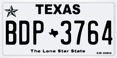 TX license plate BDP3764
