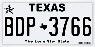 TX license plate BDP3766