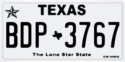 TX license plate BDP3767