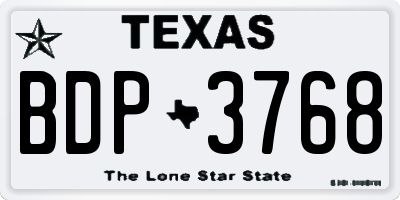 TX license plate BDP3768