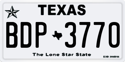 TX license plate BDP3770