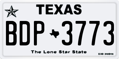 TX license plate BDP3773