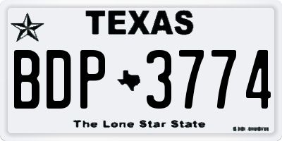 TX license plate BDP3774