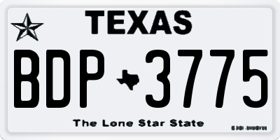 TX license plate BDP3775