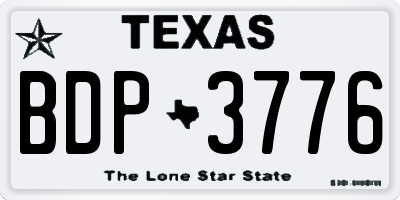TX license plate BDP3776