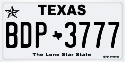 TX license plate BDP3777