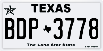 TX license plate BDP3778