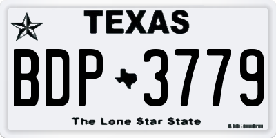 TX license plate BDP3779