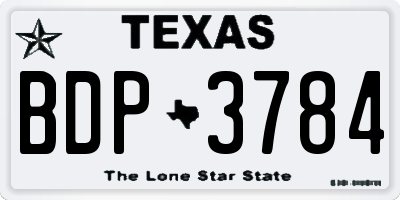 TX license plate BDP3784