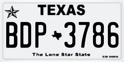 TX license plate BDP3786