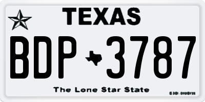 TX license plate BDP3787