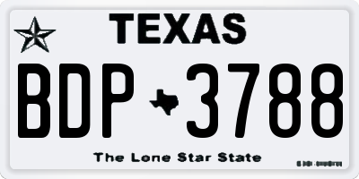 TX license plate BDP3788