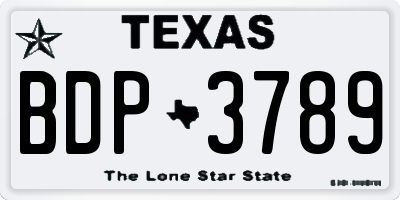 TX license plate BDP3789