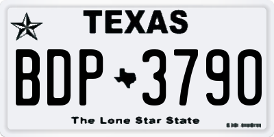 TX license plate BDP3790
