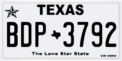 TX license plate BDP3792