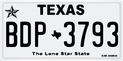 TX license plate BDP3793