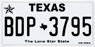TX license plate BDP3795