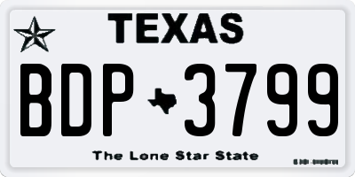 TX license plate BDP3799