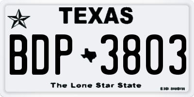 TX license plate BDP3803
