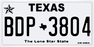 TX license plate BDP3804