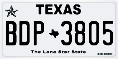 TX license plate BDP3805