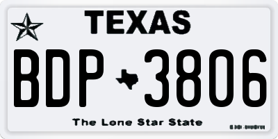 TX license plate BDP3806