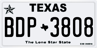 TX license plate BDP3808