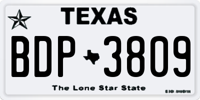 TX license plate BDP3809
