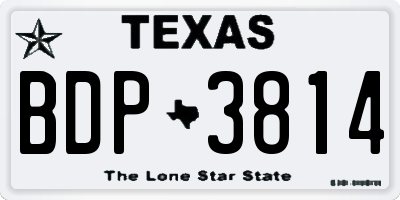 TX license plate BDP3814