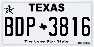 TX license plate BDP3816