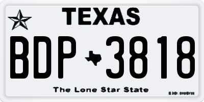 TX license plate BDP3818