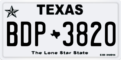 TX license plate BDP3820