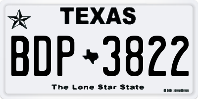 TX license plate BDP3822