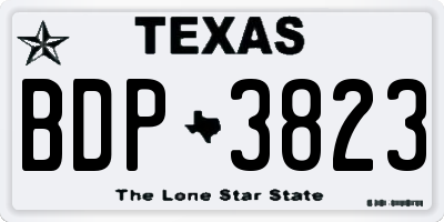 TX license plate BDP3823