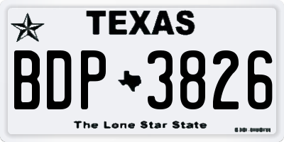 TX license plate BDP3826