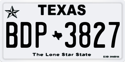 TX license plate BDP3827