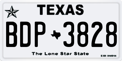 TX license plate BDP3828