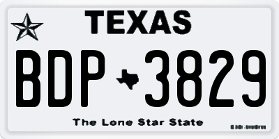 TX license plate BDP3829
