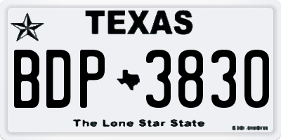 TX license plate BDP3830