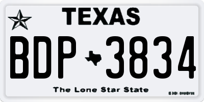 TX license plate BDP3834